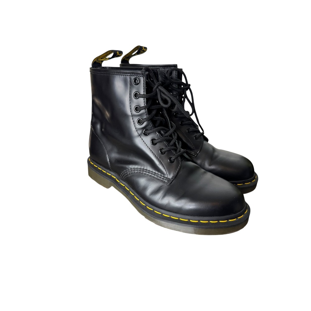 Dr. Martens 1460 Smooth Black Leather 8-Eye Lace Up Combat Boots Womens 10